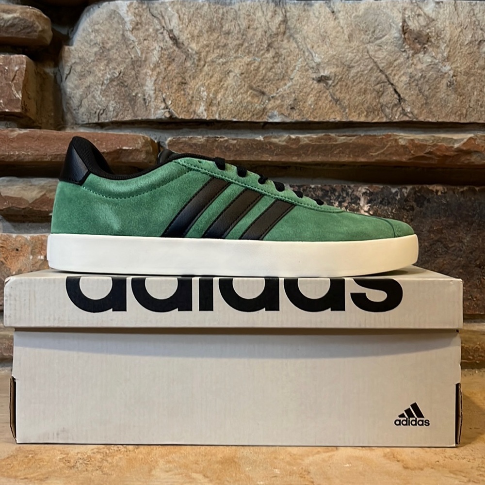 Adidas Skateboarding VL Court 3.0 Green and Black Suede Low Top Sneaker